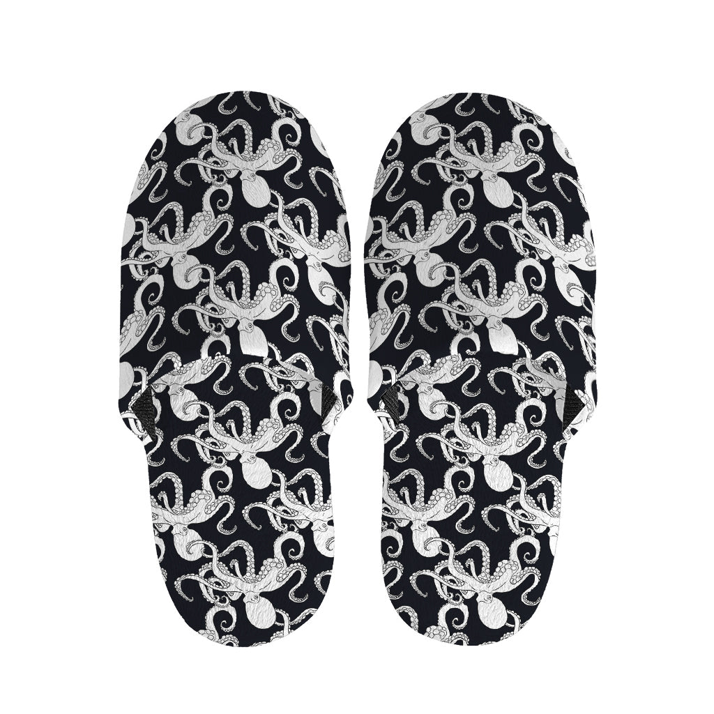 Black And White Octopus Pattern Print Slippers