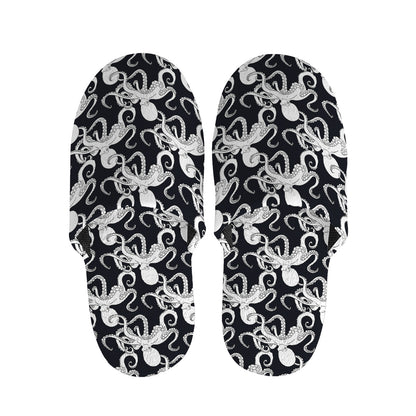 Black And White Octopus Pattern Print Slippers