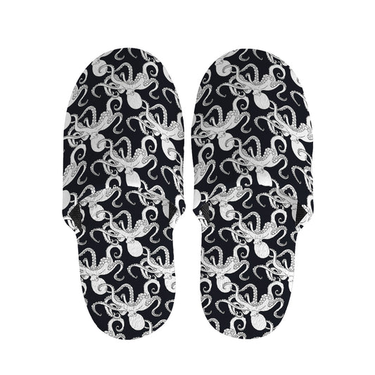 Black And White Octopus Pattern Print Slippers