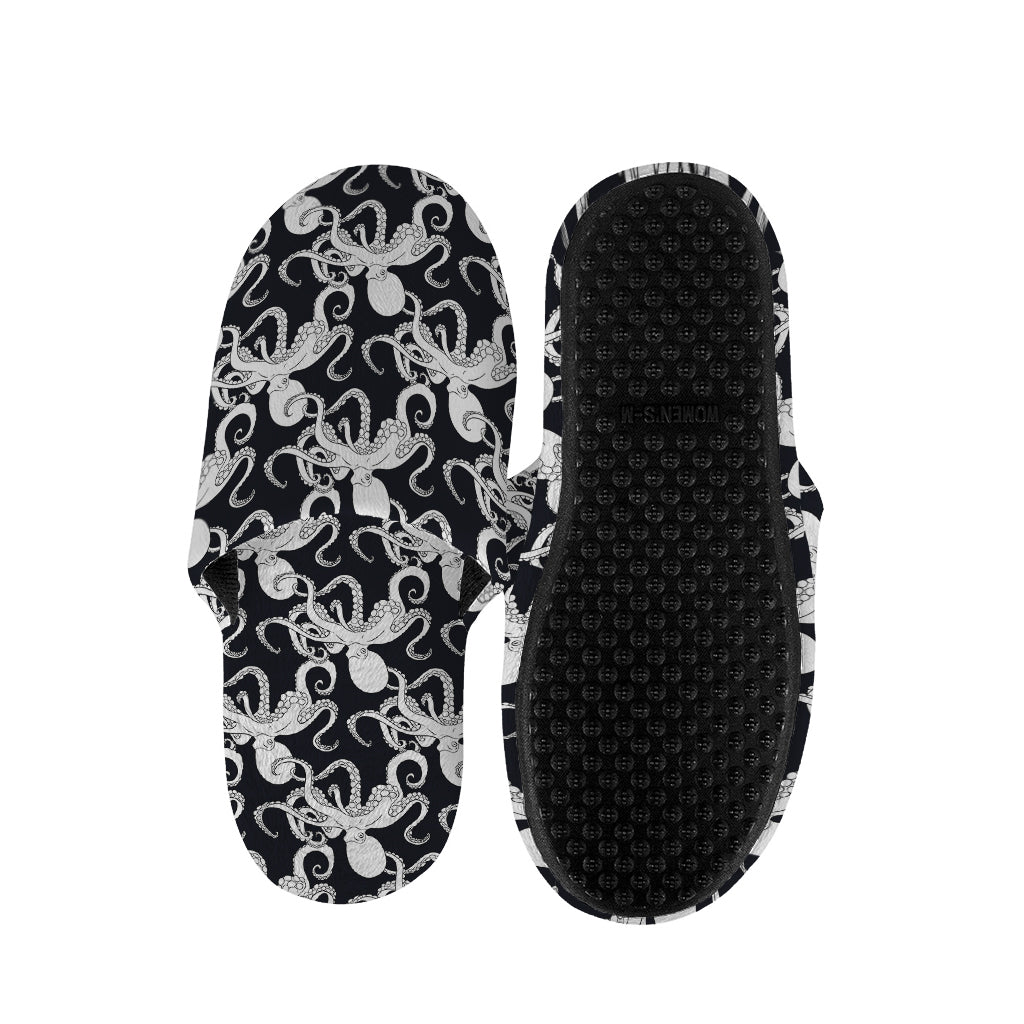 Black And White Octopus Pattern Print Slippers
