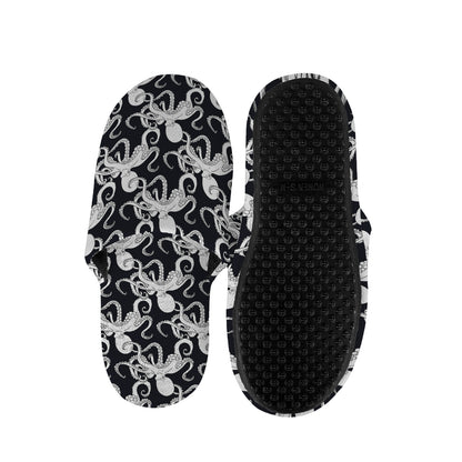 Black And White Octopus Pattern Print Slippers