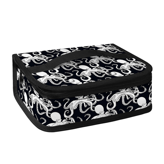 Black And White Octopus Pattern Print Small Lunch Bag
