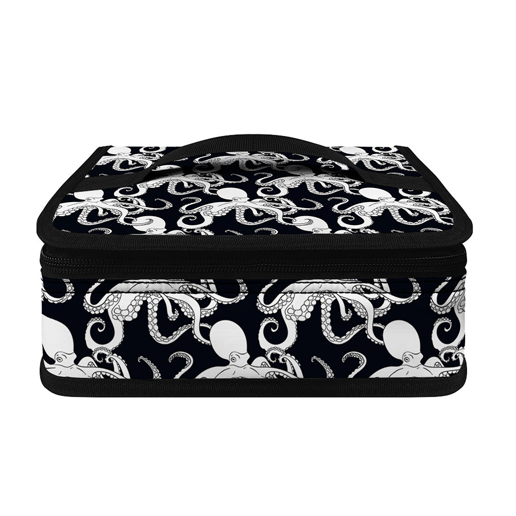 Black And White Octopus Pattern Print Small Lunch Bag