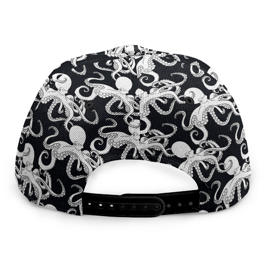 Black And White Octopus Pattern Print Snapback Cap