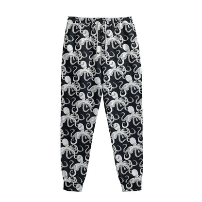 Black And White Octopus Pattern Print Sweatpants