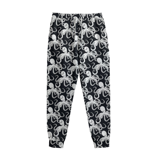 Black And White Octopus Pattern Print Sweatpants