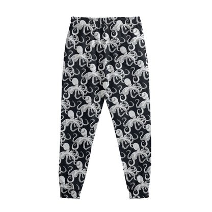 Black And White Octopus Pattern Print Sweatpants