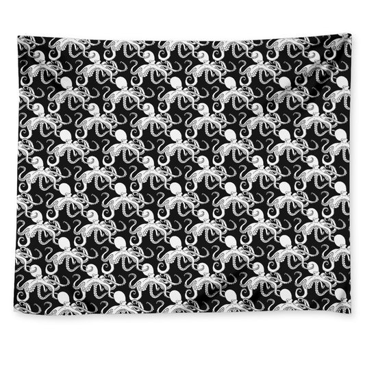 Black And White Octopus Pattern Print Tapestry