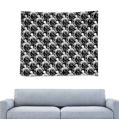 Black And White Octopus Pattern Print Tapestry