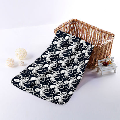 Black And White Octopus Pattern Print Towel