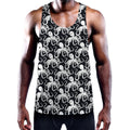 Black And White Octopus Pattern Print Men's Workout Tank Top