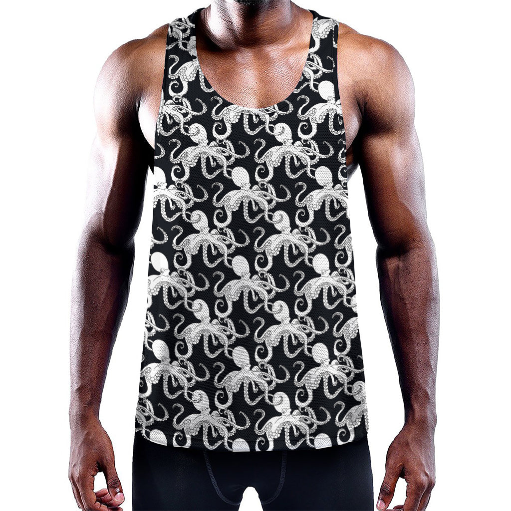 Black And White Octopus Pattern Print Training Tank Top