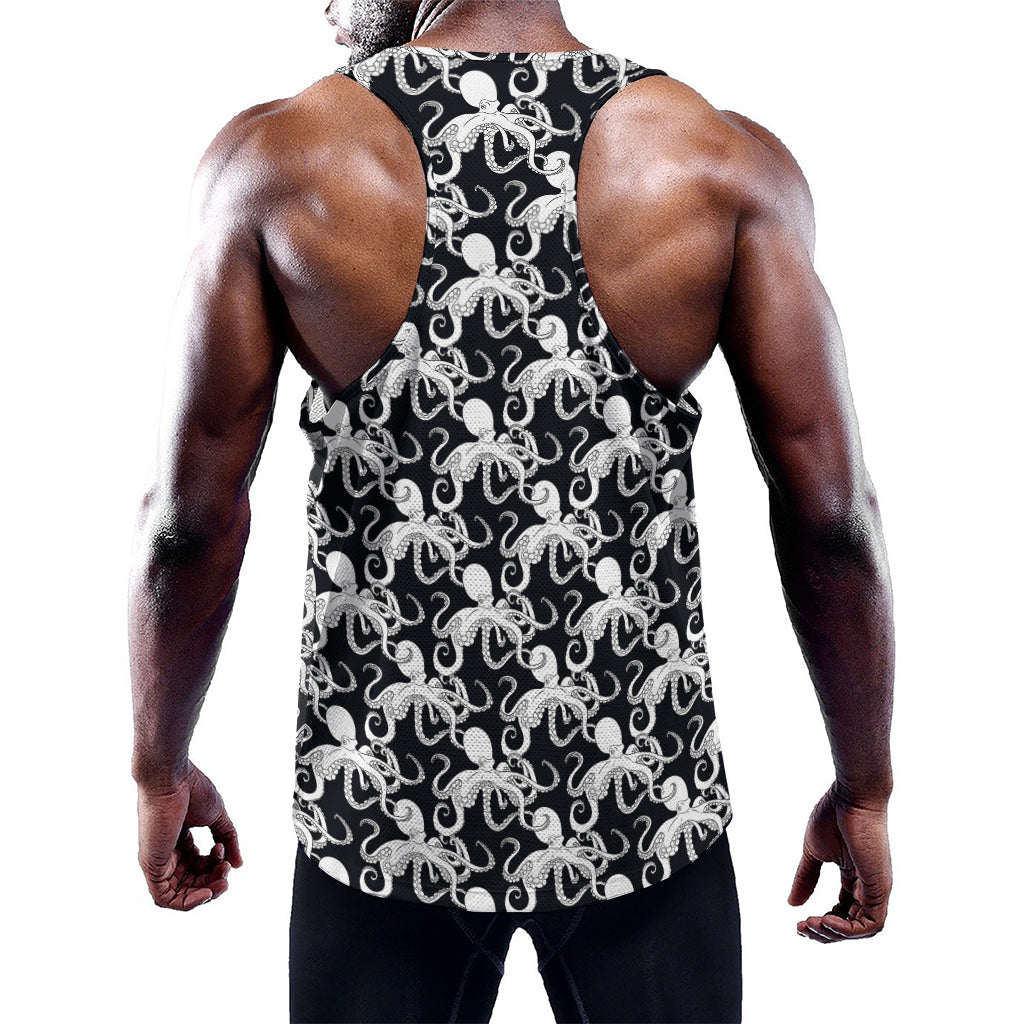 Black And White Octopus Pattern Print Training Tank Top