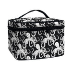 Black And White Octopus Pattern Print Travel Makeup Bag