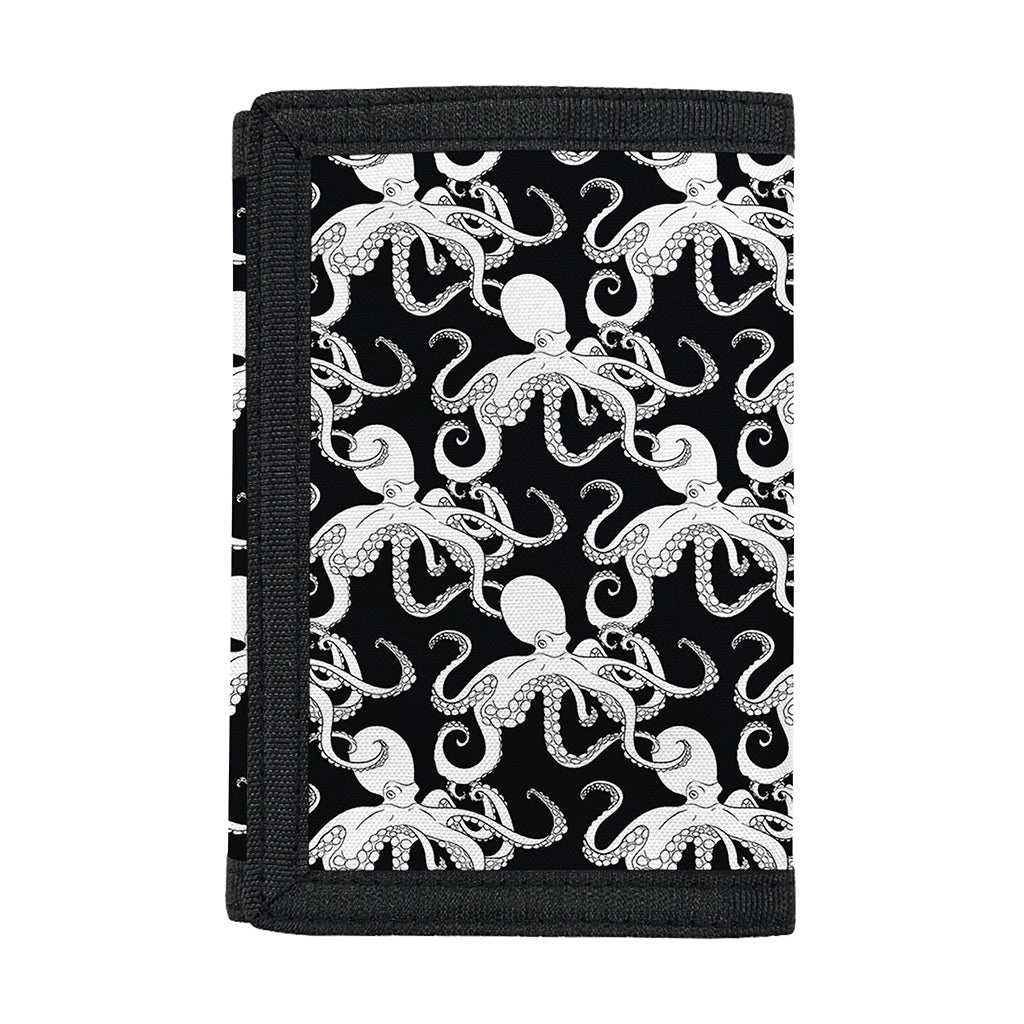Black And White Octopus Pattern Print Trifold Wallet