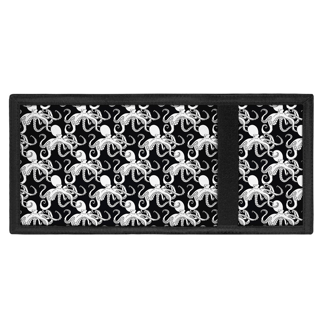 Black And White Octopus Pattern Print Trifold Wallet