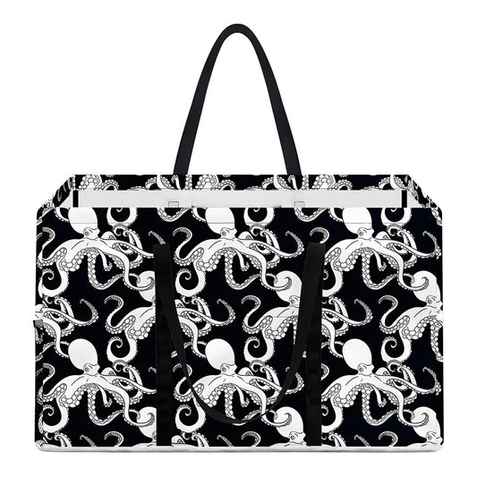 Black And White Octopus Pattern Print Utility Tote Bag