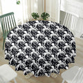 Black And White Octopus Pattern Print Waterproof Round Tablecloth
