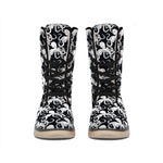 Black And White Octopus Pattern Print Winter Boots
