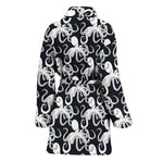 Black And White Octopus Pattern Print Women's Bathrobe