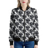 Black And White Octopus Pattern Print Women's Bomber Jacket