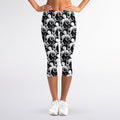Black And White Octopus Pattern Print Women's Capri Leggings