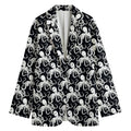 Black And White Octopus Pattern Print Women's Cotton Blazer