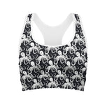Black And White Octopus Pattern Print Women's Sports Bra