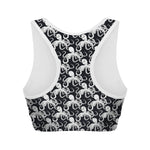 Black And White Octopus Pattern Print Women's Sports Bra