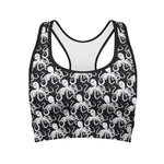 Black And White Octopus Pattern Print Women's Sports Bra