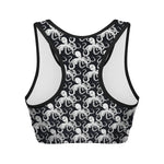 Black And White Octopus Pattern Print Women's Sports Bra