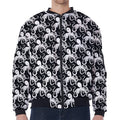 Black And White Octopus Pattern Print Zip Sleeve Bomber Jacket