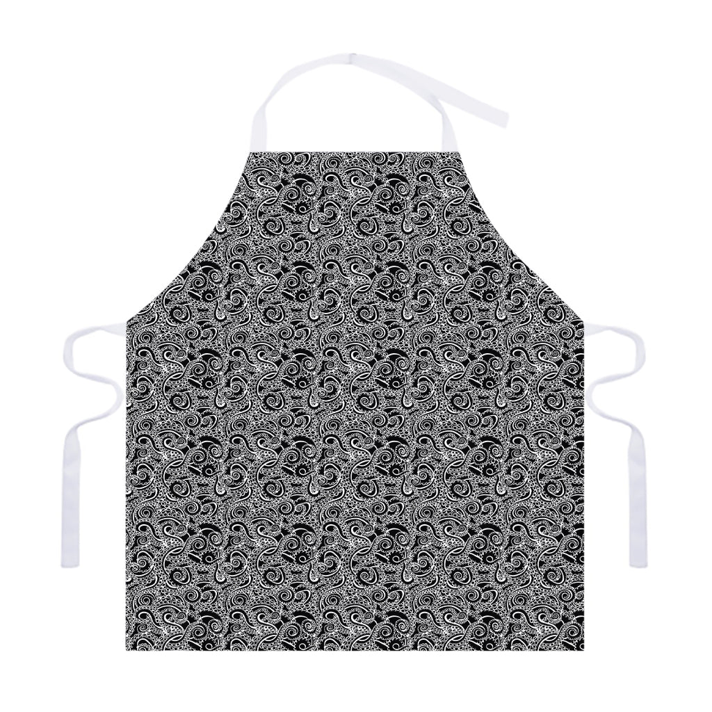 Black And White Octopus Tentacles Print Adjustable Apron