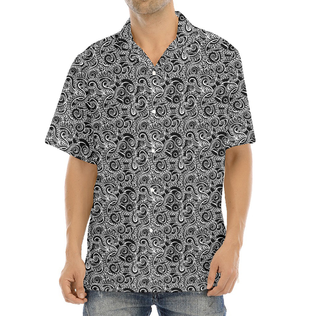 Black And White Octopus Tentacles Print Aloha Shirt