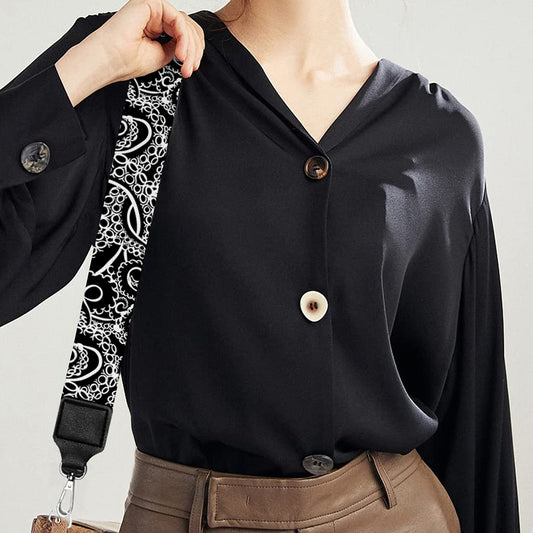 Black And White Octopus Tentacles Print Bag Strap