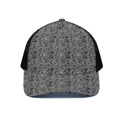 Black And White Octopus Tentacles Print Black Mesh Trucker Cap