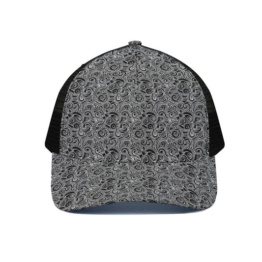 Black And White Octopus Tentacles Print Black Mesh Trucker Cap