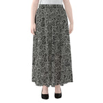 Black And White Octopus Tentacles Print Chiffon Maxi Skirt