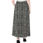 Black And White Octopus Tentacles Print Chiffon Maxi Skirt