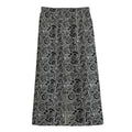 Black And White Octopus Tentacles Print Cotton Front Slit Maxi Skirt