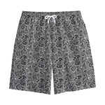 Black And White Octopus Tentacles Print Cotton Shorts