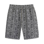 Black And White Octopus Tentacles Print Cotton Shorts