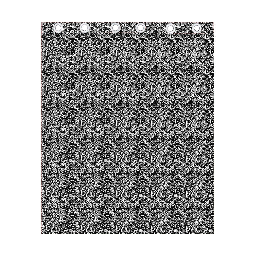 Black And White Octopus Tentacles Print Curtain