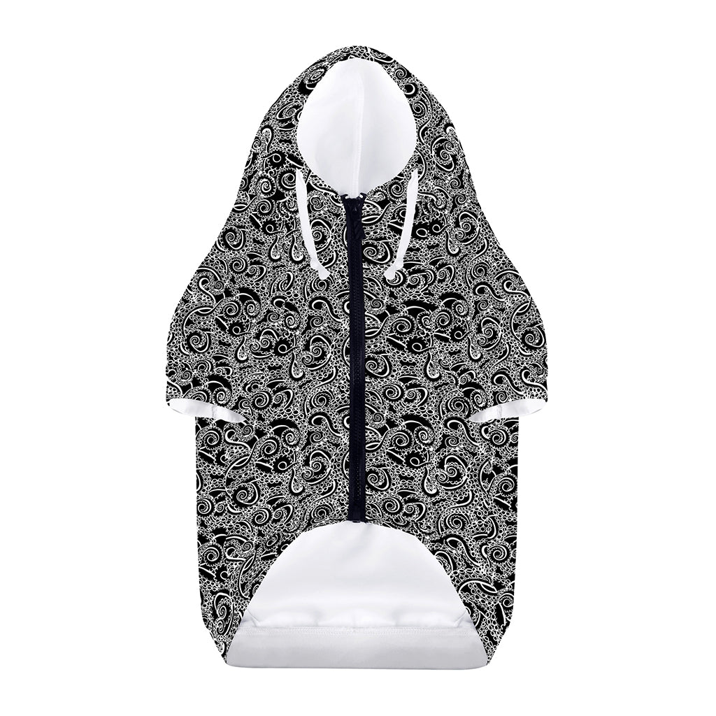 Black And White Octopus Tentacles Print Dog Zip Up Hoodie