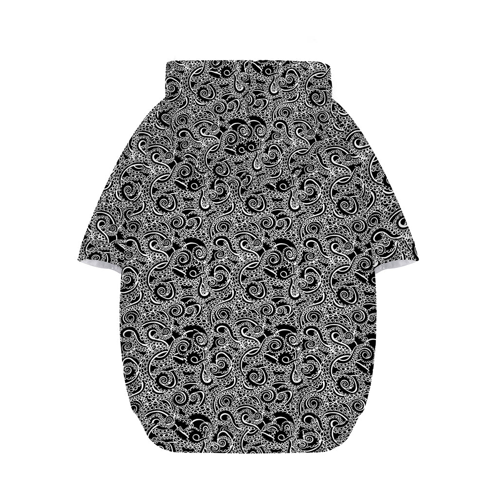 Black And White Octopus Tentacles Print Dog Zip Up Hoodie