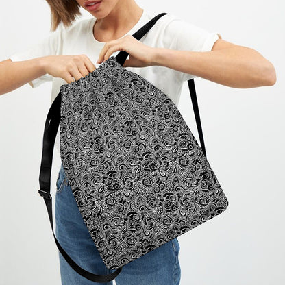 Black And White Octopus Tentacles Print Drawstring Backpack