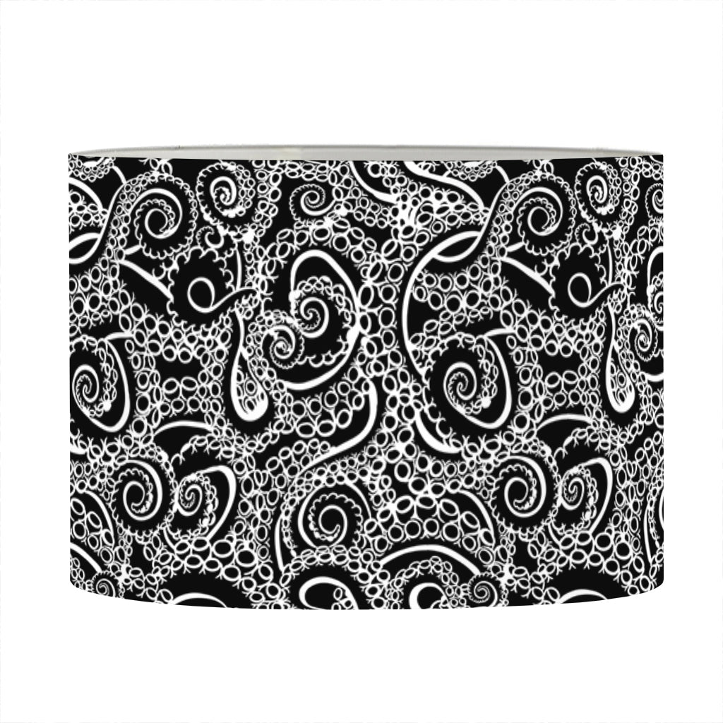 Black And White Octopus Tentacles Print Drum Lamp Shade