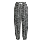 Black And White Octopus Tentacles Print Fleece Lined Knit Pants