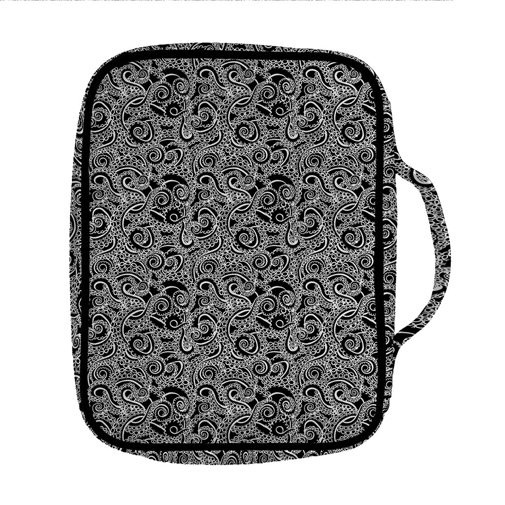 Black And White Octopus Tentacles Print Front Pocket Bible Bag