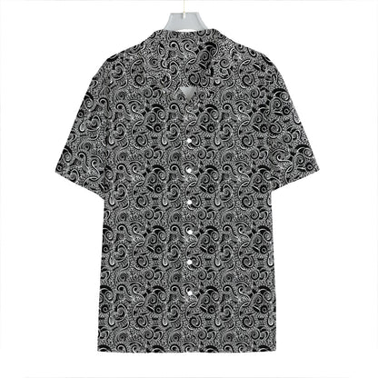 Black And White Octopus Tentacles Print Hawaiian Shirt